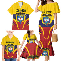 Colombia Football Custom Family Matching Mermaid Dress and Hawaiian Shirt Come On Los Cafeteros Flag Style