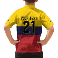 Colombia Football Custom Family Matching Off Shoulder Short Dress and Hawaiian Shirt Come On Los Cafeteros Flag Style