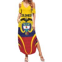 Colombia Football Custom Family Matching Summer Maxi Dress and Hawaiian Shirt Come On Los Cafeteros Flag Style