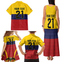 Colombia Football Custom Family Matching Tank Maxi Dress and Hawaiian Shirt Come On Los Cafeteros Flag Style