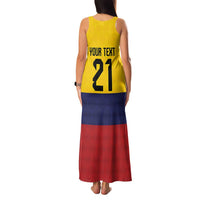 Colombia Football Custom Family Matching Tank Maxi Dress and Hawaiian Shirt Come On Los Cafeteros Flag Style