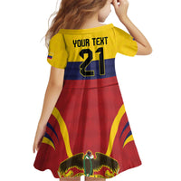 Colombia Football Custom Kid Short Sleeve Dress Come On Los Cafeteros Flag Style
