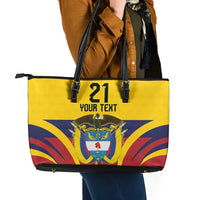 Colombia Football Custom Leather Tote Bag Come On Los Cafeteros Flag Style