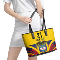 Colombia Football Custom Leather Tote Bag Come On Los Cafeteros Flag Style