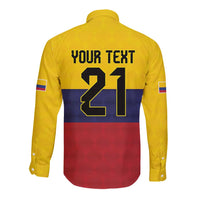Colombia Football Custom Long Sleeve Button Shirt Come On Los Cafeteros Flag Style
