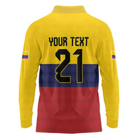 Colombia Football Custom Long Sleeve Polo Shirt Come On Los Cafeteros Flag Style