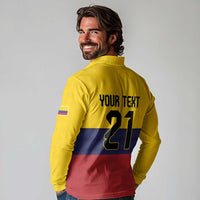 Colombia Football Custom Long Sleeve Polo Shirt Come On Los Cafeteros Flag Style