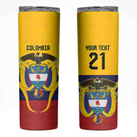 Colombia Football Custom Skinny Tumbler Come On Los Cafeteros Flag Style