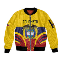 Colombia Football Custom Sleeve Zip Bomber Jacket Come On Los Cafeteros Flag Style