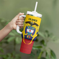 Colombia Football Custom Tumbler With Handle Come On Los Cafeteros Flag Style