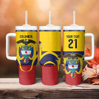 Colombia Football Custom Tumbler With Handle Come On Los Cafeteros Flag Style