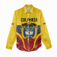 Colombia Football Custom Women Casual Shirt Come On Los Cafeteros Flag Style