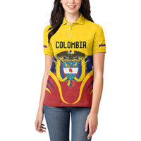 Colombia Football Custom Women Polo Shirt Come On Los Cafeteros Flag Style