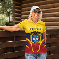 Colombia Football Custom Women Polo Shirt Come On Los Cafeteros Flag Style