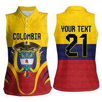 Colombia Football Custom Women Sleeveless Polo Shirt Come On Los Cafeteros Flag Style