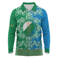 Personalized Italy Abruzzo Long Sleeve Polo Shirt Baroque Motif