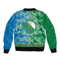 Personalized Italy Abruzzo Sleeve Zip Bomber Jacket Baroque Motif