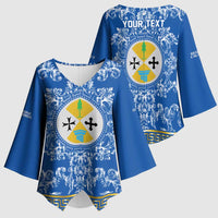 Personalized Italy Calabria Kimono Sleeve Blouse Baroque Motif