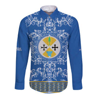Personalized Italy Calabria Long Sleeve Button Shirt Baroque Motif