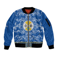 Personalized Italy Calabria Sleeve Zip Bomber Jacket Baroque Motif