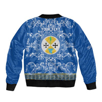 Personalized Italy Calabria Sleeve Zip Bomber Jacket Baroque Motif