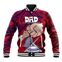 Personalised Fathers Day Polynesian Islands American Samoa Baseball Jacket Dad Ou Te Alofa Ia Te Oe Tama - Polynesian Flowers Tribal LT9 - Wonder Print Shop