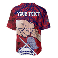 Personalised Fathers Day Polynesian Islands American Samoa Baseball Jersey Dad Ou Te Alofa Ia Te Oe Tama - Polynesian Flowers Tribal LT9 - Wonder Print Shop