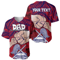 Personalised Fathers Day Polynesian Islands American Samoa Baseball Jersey Dad Ou Te Alofa Ia Te Oe Tama - Polynesian Flowers Tribal LT9 - Wonder Print Shop