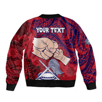 Personalised Fathers Day Polynesian Islands American Samoa Bomber Jacket Dad Ou Te Alofa Ia Te Oe Tama - Polynesian Flowers Tribal LT9 - Wonder Print Shop