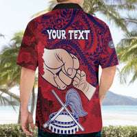 Personalised Dads Day American Samoa Hawaiian Shirt Dad Ou Te Alofa Ia Te Oe Tama - Polynesian Flowers Tribal - Wonder Print Shop