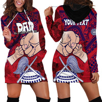 Personalised Dads Day American Samoa Hoodie Dress Dad Ou Te Alofa Ia Te Oe Tama - Polynesian Flowers Tribal - Wonder Print Shop