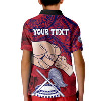 Personalised Dads Day American Samoa Kid Polo Shirt Dad Ou Te Alofa Ia Te Oe Tama - Polynesian Flowers Tribal - Wonder Print Shop