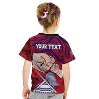 Personalised Dads Day American Samoa Kid T Shirt Dad Ou Te Alofa Ia Te Oe Tama - Polynesian Flowers Tribal - Wonder Print Shop