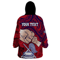 Personalised Fathers Day Polynesian Islands American Samoa Wearable Blanket Hoodie Dad Ou Te Alofa Ia Te Oe Tama - Polynesian Flowers Tribal - Wonder Print Shop