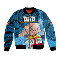 Personalised Fathers Day Polynesian Islands Fiji Bomber Jacket Dad Au Lomani Iko - Polynesian Flowers Tribal LT9 - Wonder Print Shop