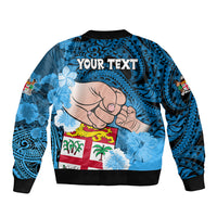 Personalised Fathers Day Polynesian Islands Fiji Bomber Jacket Dad Au Lomani Iko - Polynesian Flowers Tribal LT9 - Wonder Print Shop