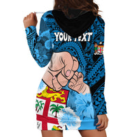 Personalised Fathers Day Polynesian Islands Fiji Hoodie Dress Dad Au Lomani Iko - Polynesian Flowers Tribal - Wonder Print Shop