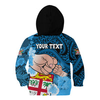 Personalised Fathers Day Polynesian Islands Fiji Kid Hoodie Dad Au Lomani Iko - Polynesian Flowers Tribal - Wonder Print Shop