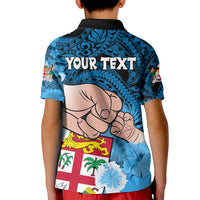 Personalised Fathers Day Polynesian Islands Fiji Kid Polo Shirt Dad Au Lomani Iko - Polynesian Flowers Tribal - Wonder Print Shop