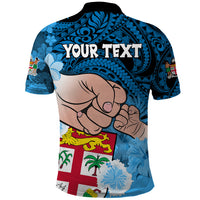 Personalised Fathers Day Polynesian Islands Fiji Polo Shirt Dad Au Lomani Iko - Polynesian Flowers Tribal - Wonder Print Shop