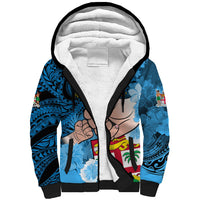 Personalised Dads Day Fiji Sherpa Hoodie Dad Au Lomani Iko - Polynesian Flowers Tribal - Wonder Print Shop