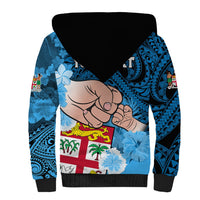 Personalised Fathers Day Polynesian Islands Fiji Sherpa Hoodie Dad Au Lomani Iko - Polynesian Flowers Tribal - Wonder Print Shop