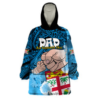 Personalised Dads Day Fiji Wearable Blanket Hoodie Dad Au Lomani Iko - Polynesian Flowers Tribal - Wonder Print Shop