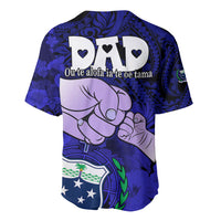 Dads Day Samoa Baseball Jersey Dad Ou Te Alofa Ia Te Oe Tama - Blue Polynesian Flowers Tribal LT9 - Wonder Print Shop