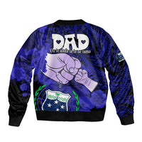 Fathers Day Polynesian Islands Samoa Bomber Jacket Dad Ou Te Alofa Ia Te Oe Tama - Blue Polynesian Flowers Tribal LT9 - Wonder Print Shop