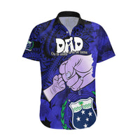 Dads Day Samoa Hawaiian Shirt Dad Ou Te Alofa Ia Te Oe Tama - Blue Polynesian Flowers Tribal - Wonder Print Shop