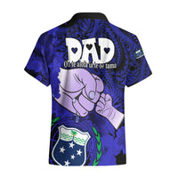 Dads Day Samoa Hawaiian Shirt Dad Ou Te Alofa Ia Te Oe Tama - Blue Polynesian Flowers Tribal - Wonder Print Shop