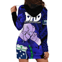Dads Day Samoa Hoodie Dress Dad Ou Te Alofa Ia Te Oe Tama - Blue Polynesian Flowers Tribal - Wonder Print Shop