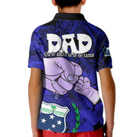 Fathers Day Polynesian Islands Samoa Kid Polo Shirt Dad Ou Te Alofa Ia Te Oe Tama - Blue Polynesian Flowers Tribal - Wonder Print Shop