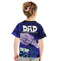 Dads Day Samoa Kid T Shirt Dad Ou Te Alofa Ia Te Oe Tama - Blue Polynesian Flowers Tribal - Wonder Print Shop